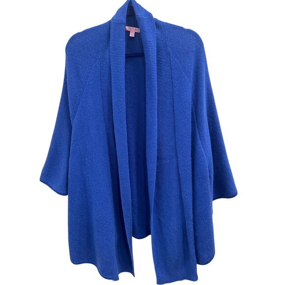 Lilly Pulitzer Sweaters - Lilly Pulitzer Cornflower Blue Cashmere Wrap Shawl Cardigan XL Preppy Cozycore